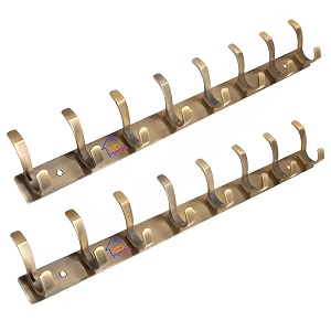 ghar dwar s type stainless steel pin cloth hanger wall hooks rail for hanging clothes bathroom wall door for hanging keystowel 8 pin brass antique pack of 2
