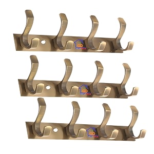 ghar dwar s type stainless steel pin cloth hanger wall hooks rail for hanging clothes bathroom wall door for hanging keystowel antique brass pack of 3 4 pin antique