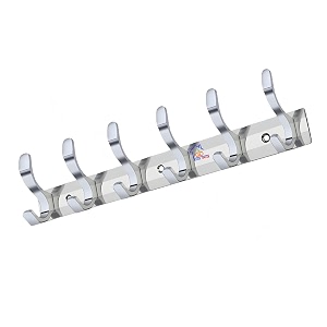 ghar dwar s type stainless steel pin cloth hanger wall hooks rail for hanging clothes bathroom wall door for hanging keystowel antique brass pack of 1 6 pin silver