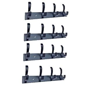 ghar dwar s type stainless steel pin cloth hanger wall hooks rail for hanging clothes bathroom wall door for hanging keystowel 4 pin black pack of 4