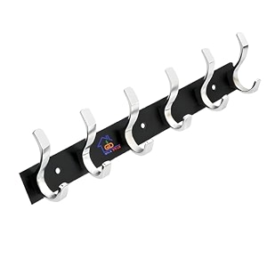 ghar dwar s type stainless steel pin cloth hanger wall hooks rail for hanging clothes bathroom wall door for hanging keystowel 6 pin silver black pack of 1