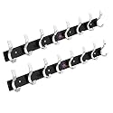 GHAR DWAR S Type Stainless Steel Pin Cloth Hanger Wall Hooks Rail for Hanging Clothes Bathroom Wall Door for Hanging Keys,Towel (8 Pin Silver Black, Pack of 2)