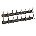 GHAR DWAR S Type Stainless Steel Pin Cloth Hanger Wall Hooks Rail for Hanging Clothes Bathroom Wall Door for Hanging Keys,Towel (8 Pin Black, Pack of 2)