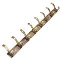 GHAR DWAR S Type Stainless Steel Pin Cloth Hanger Wall Hooks Rail for Hanging Clothes Bathroom Wall Door for Hanging Keys,Towel (8 Pin Brass Antique, Pack of 1)
