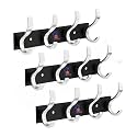 GHAR DWAR S Type Stainless Steel Pin Cloth Hanger Wall Hooks Rail for Hanging Clothes Bathroom Wall Door for Hanging Keys,Towel (4 Pin Silver Black, Pack of 3)