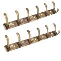 GHAR DWAR S Type Stainless Steel Pin Cloth Hanger Wall Hooks Rail for Hanging Clothes Bathroom Wall Door for Hanging Keys,Towel (6 Pin Brass Antique, Pack of 2)