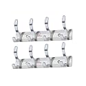 GHAR DWAR S Type Stainless Steel Pin Cloth Hanger Wall Hooks Rail for Hanging Clothes Bathroom Wall Door for Hanging Keys,Towel (4 Pin Silver, Pack of 2)