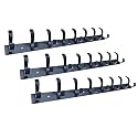 GHAR DWAR S Type Stainless Steel Pin Cloth Hanger Wall Hooks Rail for Hanging Clothes Bathroom Wall Door for Hanging Keys,Towel (8 Pin Black, Pack of 3)