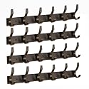 GHAR DWAR S Type Stainless Steel Pin Cloth Hanger Wall Hooks Rail for Hanging Clothes Bathroom Wall Door for Hanging Keys,Towel (6 Pin Black, Pack of 4)
