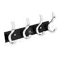 GHAR DWAR S Type Stainless Steel Pin Cloth Hanger Wall Hooks Rail for Hanging Clothes Bathroom Wall Door for Hanging Keys,Towel (4 Pin Silver Black, Pack of 1)