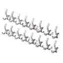 GHAR DWAR S Type Stainless Steel Pin Cloth Hanger Wall Hooks Rail for Hanging Clothes Bathroom Wall Door for Hanging Keys,Towel (8 Pin Silver, Pack of 2)