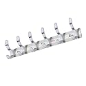 GHAR DWAR S Type Stainless Steel Pin Cloth Hanger Wall Hooks Rail for Hanging Clothes Bathroom Wall Door for Hanging Keys,Towel (6 Pin Silver, Pack of 1)