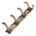 GHAR DWAR S Type Stainless Steel Pin Cloth Hanger Wall Hooks Rail for Hanging Clothes Bathroom Wall Door for Hanging Keys,Towel (4 Pin Brass Antique, Pack of 1)