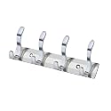 GHAR DWAR S Type Stainless Steel Pin Cloth Hanger Wall Hooks Rail for Hanging Clothes Bathroom Wall Door for Hanging Keys,Towel (4 Pin Silver, Pack of 1)