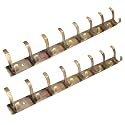 GHAR DWAR S Type Stainless Steel Pin Cloth Hanger Wall Hooks Rail for Hanging Clothes Bathroom Wall Door for Hanging Keys,Towel (8 Pin Brass Antique, Pack of 2)