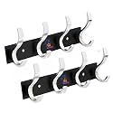 GHAR DWAR S Type Stainless Steel Pin Cloth Hanger Wall Hooks Rail for Hanging Clothes Bathroom Wall Door for Hanging Keys,Towel (4 Pin Silver Black, Pack of 2)