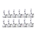 GHAR DWAR S Type Stainless Steel Pin Cloth Hanger Wall Hooks Rail for Hanging Clothes Bathroom Wall Door for Hanging Keys,Towel (6 Pin Silver, Pack of 2)
