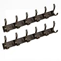 GHAR DWAR S Type Stainless Steel Pin Cloth Hanger Wall Hooks Rail for Hanging Clothes Bathroom Wall Door for Hanging Keys,Towel (6 Pin Black, Pack of 2)