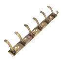 GHAR DWAR S Type Stainless Steel Pin Cloth Hanger Wall Hooks Rail for Hanging Clothes Bathroom Wall Door for Hanging Keys,Towel (6 Pin Brass Antique, Pack of 1)