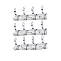 GHAR DWAR S Type Stainless Steel Pin Cloth Hanger Wall Hooks Rail for Hanging Clothes Bathroom Wall Door for Hanging Keys,Towel Antique Brass (Pack of 3, 4 Pin Silver)