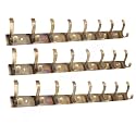 GHAR DWAR S Type Stainless Steel Pin Cloth Hanger Wall Hooks Rail for Hanging Clothes Bathroom Wall Door for Hanging Keys,Towel (8 Pin Brass Antique, Pack of 3)