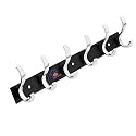 GHAR DWAR S Type Stainless Steel Pin Cloth Hanger Wall Hooks Rail for Hanging Clothes Bathroom Wall Door for Hanging Keys,Towel (6 Pin Silver Black, Pack of 1)