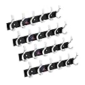 GHAR DWAR S Type Stainless Steel Pin Cloth Hanger Wall Hooks Rail for Hanging Clothes Bathroom Wall Door for Hanging Keys,Towel (6 Pin Silver Black, Pack of 4)