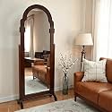Gharaana Jharokha Wooden Full-Length Cheval Mirror, 68x26x12 inches, Walnut Brown, Standing Floor Mirror with Decorative Arch Frame