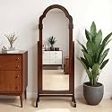 Gharaana Jharokha Wooden Full-Length Cheval Rectangular Mirror for Living Room, Bedroom | Standing Mirror for Wall | Walnut (68x26x12)