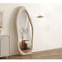 Gharaana Pravesh Wooden Full-Length Mirror for Living Room, Bedroom | Standing Mirror for Wall | Aged Grey (66x36)