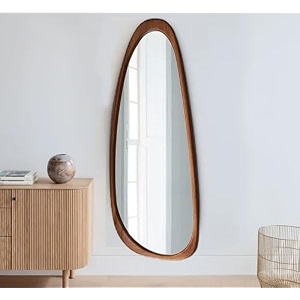 gharaana walnut full-length floor mirror modern upholstered  modern full-body wall mirror for bedroom amp living room