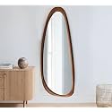 Gharaana Walnut Full-Length Floor Mirror, Modern Upholstered | Modern Full-Body Wall Mirror for Bedroom &amp; Living Room.