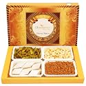 Ghasitaram Gifts Big Box of Kaju Katli, SOYA Sev, Cashew Shaped Biscuits and Palak Potato Chips |Gift Hamper| Diwali Gift Hamper|Food Hampers|Gourmet Hampers|