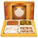 Ghasitaram Gifts Big Box of Kaju Katli, Dodha Burfi/ Barfi, Potato Palak Chips and SOYA Sev|Gift Hamper| Diwali Gift Hamper|Food Hampers|Gourmet Hampers|