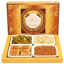 Ghasitaram Gifts Big Box of Soft Mysore Pak, SOYA Sev, Cashew Sahped Biscuits and Palak Potato Chips|Gift Hamper| Diwali Gift Hamper|Food Hampers|Gourmet Hampers|