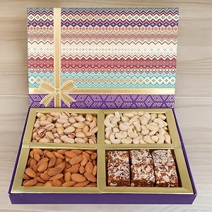jaiccha gifts diwali-dryfruits fruit n nut dryfruit box with sugarfree bites 450 gmsgift hamperdiwali gift hamperfood hampersgourmet hampers
