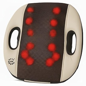 ghk h90 shiatsu back neck calf 12 ball multifunction massage cushion machine for car home amp office use car adaptor amp electric adaptor inclusive cream colour