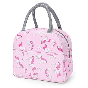 ghori enterprish large insulated lunch bag for office men women kids school travel tiffin bag pouch hot amp cold lunch box bags for boys and girls blue leaf polyester 10 liters pink-unicorn