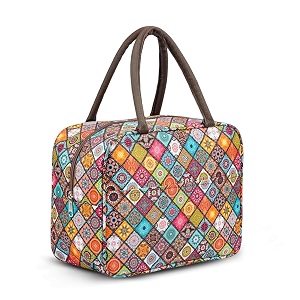 ghori enterprish large insulated lunch bag for office men women kids school travel tiffin bag pouch hot amp cold lunch box bags for boys and girls polyester 10 liters orange mandala