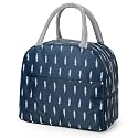 GHORI ENTERPRISH® Large Insulated Lunch Bag for Office Men, Women, Kids School, Travel Tiffin Bag Pouch, Hot &amp; Cold Lunch Box Bags for Boys, and Girls (Blue Leaf) Polyester, 10 Liters (Blue)