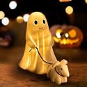 Ghost Walking Dog Display Statue Nightlight, Warm Lighted Indoor Figurine Lamps, Halloween Decors Spooky Dog Light, Cute Decorations for Party, Home, Bedroom, Shelf, Table Centerpiece (Boy)