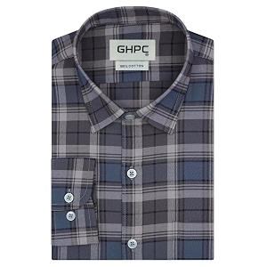 ghpc 100 cotton windowpane checks full sleeves regular fit formal shirt for men