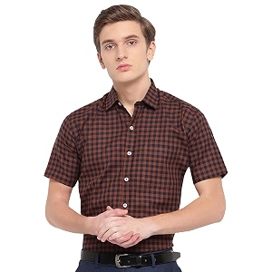 ghpc by arihant men39s 100 cotton gingham checks half sleeves regular fit formal shirt