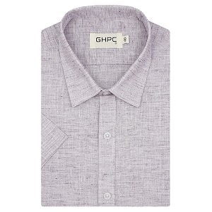 ghpc cotton linen plain solid half sleeves regular fit formal shirt for men