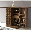 Solid Sheesham Wooden Bar Cabinet with Storage Mini Bar Cabinet Wine Storage Rack Furniture for Living Room Home Hotel &amp; Restaurant (Walnut Finish)