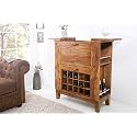 Solid Sheesham Wooden Bar Cabinet with Storage Mini Bar Cabinet Wine Storage Rack Furniture for Living Room Home Hotel &amp; Restaurant (Walnut Finish)