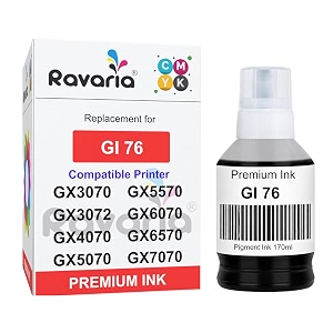 gi 76 compatible ink for canon maxify gx3070 gx3072 gx4070 gx5070 gx5570 gx6070 gx6570 gx7070 printer gi 76 black ink 1 pcs