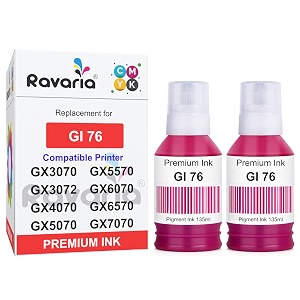 gi 76 compatible ink for canon maxify gx3070 gx3072 gx4070 gx5070 gx5570 gx6070 gx6570 gx7070 printer gi 76 magenta ink 2 pcs