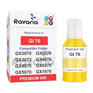 gi 76 compatible ink for canon maxify gx3070 gx3072 gx4070 gx5070 gx5570 gx6070 gx6570 gx7070 printer gi 76 yellow ink 1 pcs