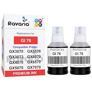 gi 76 compatible ink for canon maxify gx3070 gx3072 gx4070 gx5070 gx5570 gx6070 gx6570 gx7070 printer gi 76 black ink 2 pcs